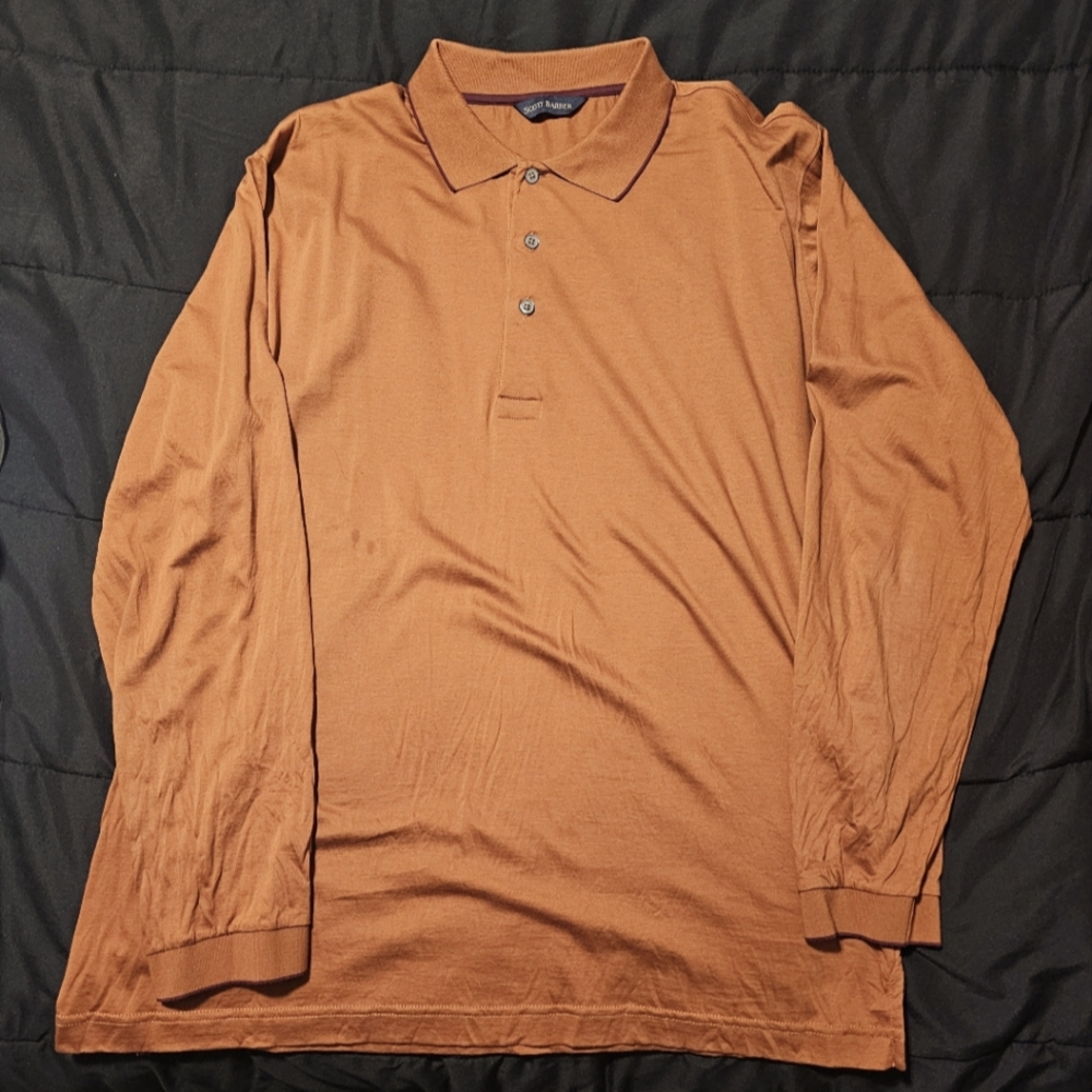 Scott Barber Long Sleeve Polo Shirt XL Orange